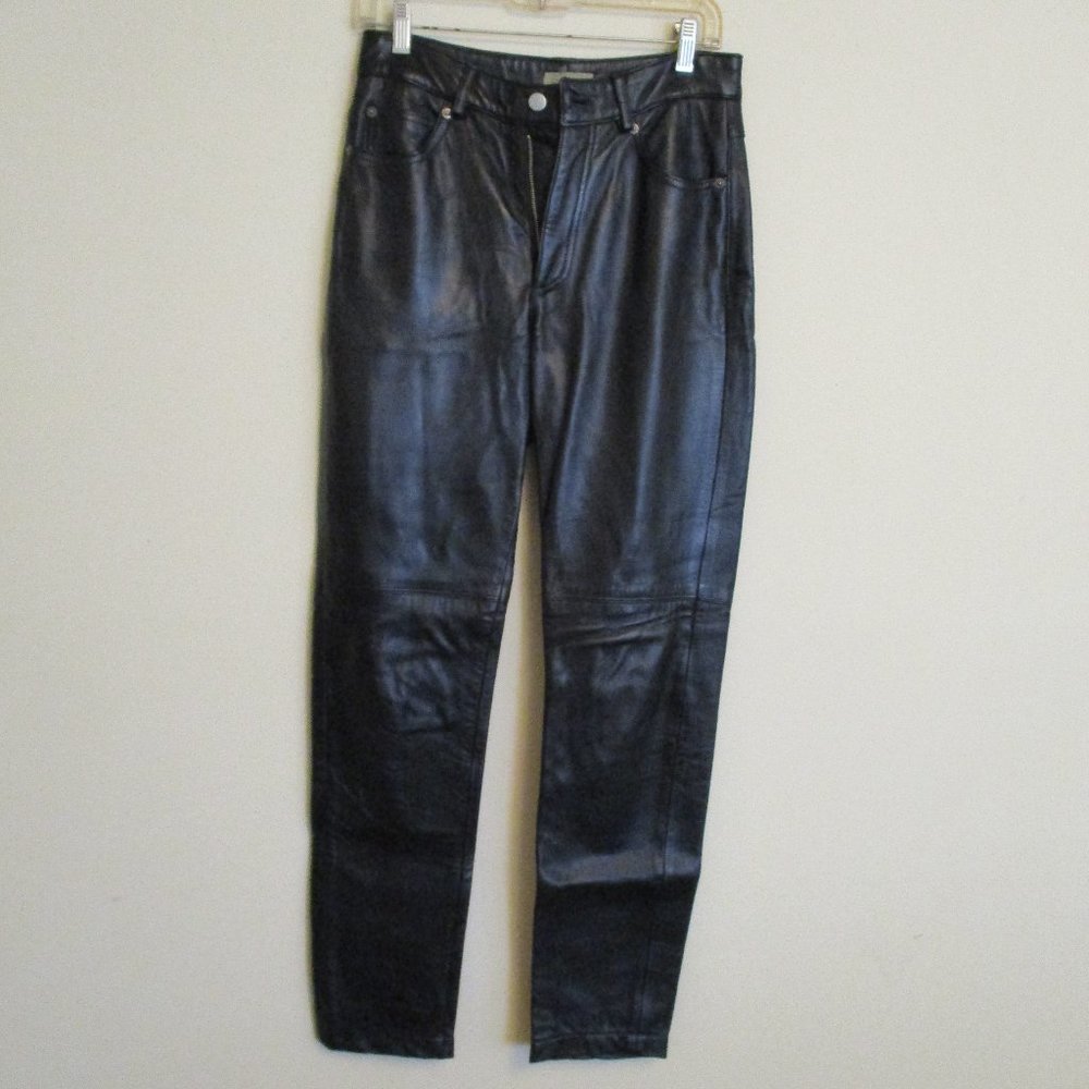 Black leather lined jeans